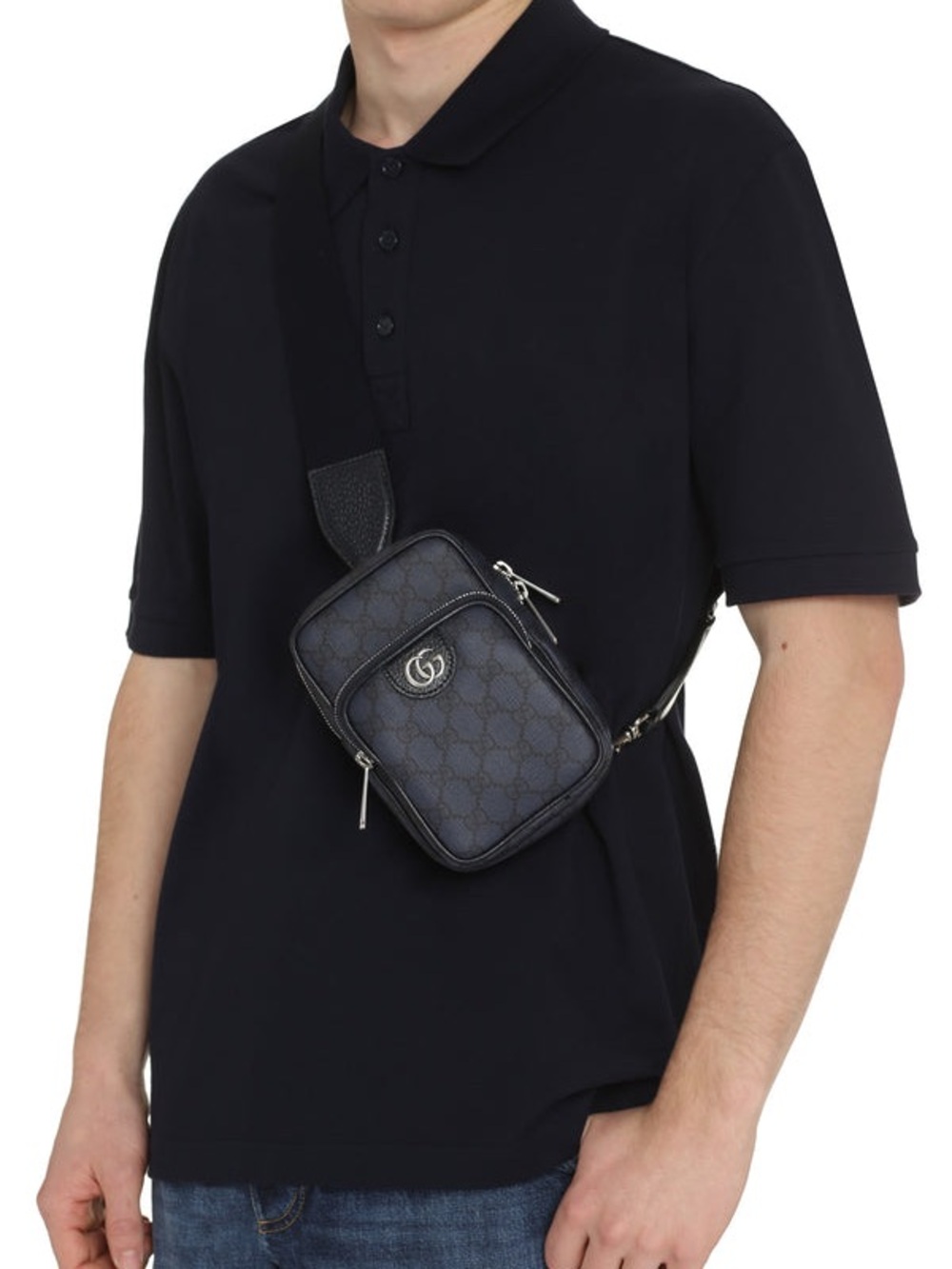 Authentic Gucci Ophidia GG Supreme Navy Crossbody / Sling Bag + Dust Bag - Picture 5 of 6